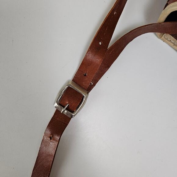 Leather Patchwork Tooled Saddle Bag Brown Cognac Purse Messenger Crossbody - Picture 11 of 15